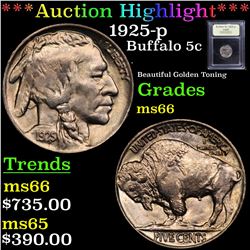 ***Auction Highlight*** 1925-p Buffalo Nickel 5c Graded GEM+ Unc By USCG (fc)