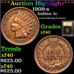 ***Auction Highlight*** 1909-s Indian Cent 1c Graded xf By USCG (fc)