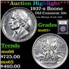 Image 1 : ***Auction Highlight*** 1937-s Boone Old Commem Half Dollar 50c Graded GEM+ Unc By USCG (fc)