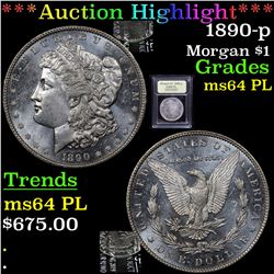 ***Auction Highlight*** 1890-p Morgan Dollar $1 Graded Choice Unc PL By USCG (fc)