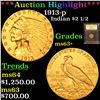 Image 1 : ***Auction Highlight*** 1913-p Gold Indian Quarter Eagle $2 1/2 Graded Select+ Unc BY USCG (fc)
