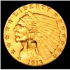 Image 2 : ***Auction Highlight*** 1913-p Gold Indian Quarter Eagle $2 1/2 Graded Select+ Unc BY USCG (fc)