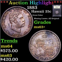 ***Auction Highlight*** 1883 Hawaii 25c Old Commem Graded Select+ Unc By USCG (fc)