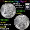 Image 1 : ***Auction Highlight*** 1891-p Morgan Dollar $1 Graded Choice+ Unc By USCG (fc)
