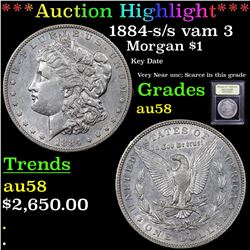 ***Auction Highlight*** 1884-s /s vam 3 Morgan Dollar $1 Graded Choice AU/BU Slider By USCG (fc)
