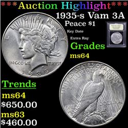 ***Auction Highlight*** 1935-s Vam 3A R5 Peace Dollar $1 Graded Choice Unc By USCG (fc)
