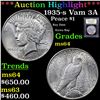 Image 1 : ***Auction Highlight*** 1935-s Vam 3A R5 Peace Dollar $1 Graded Choice Unc By USCG (fc)
