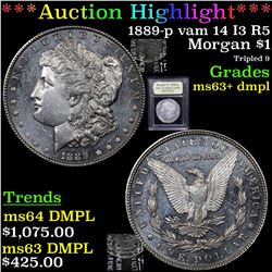 ***Auction Highlight*** 1889-p vam 14 I3 R5 Morgan Dollar $1 Graded Select Unc+ DMPL By USCG (fc)