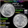 Image 1 : ***Auction Highlight*** 1897-p Barber Dime 10c Graded GEM+ Unc By USCG (fc)