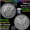 Image 1 : ***Auction Highlight*** 1892-p Morgan Dollar $1 Graded Unc+ PL By USCG (fc)