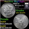 Image 1 : ***Auction Highlight*** 1892-s Morgan Dollar $1 Graded Unc Details BY USCG (fc)