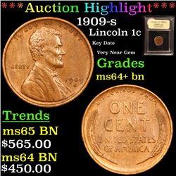 ***Auction Highlight*** 1909-s Lincoln Cent 1c Graded Choice+ Unc BN BY USCG (fc)