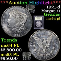 ***Auction Highlight*** 1921-d Morgan Dollar $1 Graded Choice Unc PL BY USCG (fc)