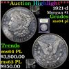 Image 1 : ***Auction Highlight*** 1921-d Morgan Dollar $1 Graded Choice Unc PL BY USCG (fc)