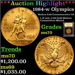 ***Auction Highlight*** 1984-w Olympics $10 Gold Modern Commem Graded ms70, Perfection By USCG (fc)