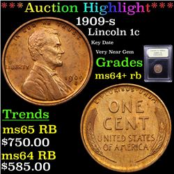 ***Auction Highlight*** 1909-s Lincoln Cent 1c Graded Choice+ Unc RB By USCG (fc)