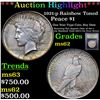 Image 1 : ***Auction Highlight*** 1921-p Rainbow Toned Peace Dollar $1 Graded Select Unc By USCG (fc)