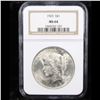 Image 2 : NGC 1923-p Peace Dollar $1 Graded ms64 By NGC