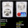 Image 1 : NGC 1922-p Peace Dollar $1 Graded ms64 By NGC