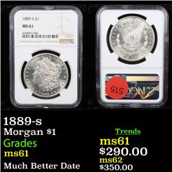 NGC 1889-s Morgan Dollar $1 Graded ms61 By NGC