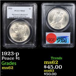 PCGS 1923-p Peace Dollar $1 Graded ms62 By PCGS
