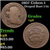 Image 1 : 1807 Cohen-1 Draped Bust Half Cent 1/2c Grades vg, very good
