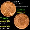 Image 1 : 1916-d Lincoln Cent 1c Grades Select+ Unc RB