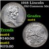 Image 1 : 1918 Lincoln Old Commem Half Dollar 50c Grades Choice Unc