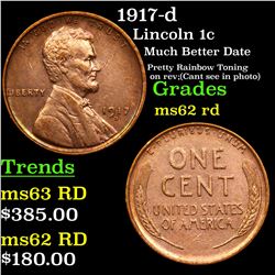 1917-d Lincoln Cent 1c Grades Select Unc RD
