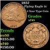 Image 1 : 1857 Flying Eagle Cent 1c Grades xf+