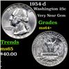 Image 1 : 1954-d Washington Quarter 25c Grades Choice+ Unc
