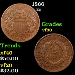1866 Two Cent Piece 2c Grades vf++