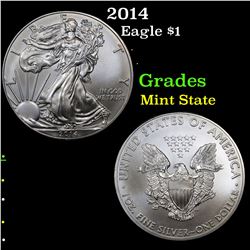 2014 Silver Eagle Dollar $1 Grades Mint State