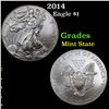 Image 1 : 2014 Silver Eagle Dollar $1 Grades Mint State