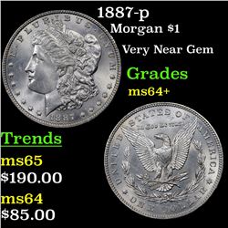 1887-p Morgan Dollar $1 Grades Choice+ Unc