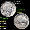 Image 1 : 1938-d Buffalo Nickel 5c Grades Select Unc
