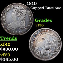 1810 Capped Bust Half Dollar 50c Grades vf++