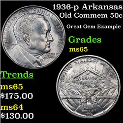 1936-p Arkansas Old Commem Half Dollar 50c Grades GEM Unc