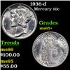Image 1 : 1936-d Mercury Dime 10c Grades GEM+ Unc