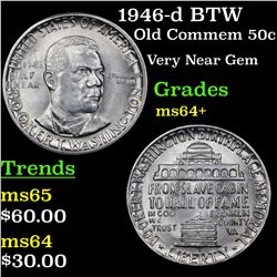 1946-d BTW Old Commem Half Dollar 50c Grades Choice+ Unc