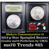 Image 1 : 2012-p Star Spangled Banner Modern Commem Dollar $1 Graded ms70, Perfection By USCG