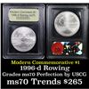 Image 1 : 1996-d Olympics Rowing Modern Commem Dollar $1 Graded ms70, Perfection By USCG
