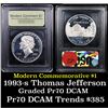 Image 1 : Proof 1993-S Jefferson Modern Commem Dollar $1 Graded GEM++ Proof Deep Cameo By USCG