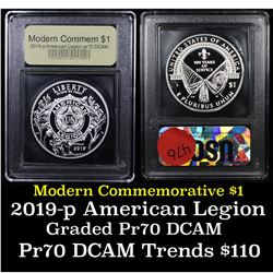 Proof 2019-p American Legion Modern Commem Dollar $1 Graded GEM++ Proof Deep Cameo By USCG