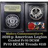 Image 1 : Proof 2019-p American Legion Modern Commem Dollar $1 Graded GEM++ Proof Deep Cameo By USCG