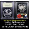 Image 1 : Proof 1999-P Yellowstone Modern Commem Dollar $1 Graded GEM++ Proof Deep Cameo By USCG