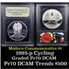 Image 1 : Proof 1995-P Olympics Cycling Modern Commem Dollar $1 Graded GEM++ Proof Deep Cameo By USCG