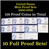 Image 1 : Group of 10 United States Mint Proof Sets 2000-2009  Grades