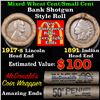 Image 1 : Mixed small cents 1c orig shotgun roll, 1917-s Wheat Cent, 1891 Indian Cent other end, McDonalds Wra