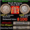 Image 1 : Mixed small cents 1c orig shotgun roll, 1917-s Wheat Cent, 1898 Indian Cent other end,McDnalds Wrapp